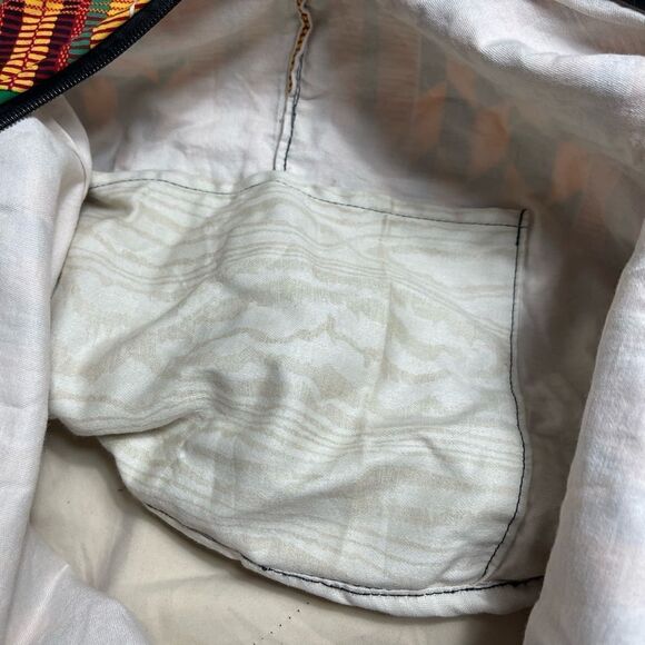 Colorful Kente extra large fabric bucket style shoulder crossbody bag - Picture 15 of 16